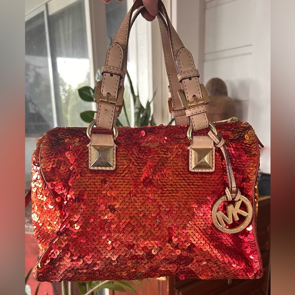 Michael Kors Handbags - Michael Kors Grayson Sparkling orange Sequin Satchel